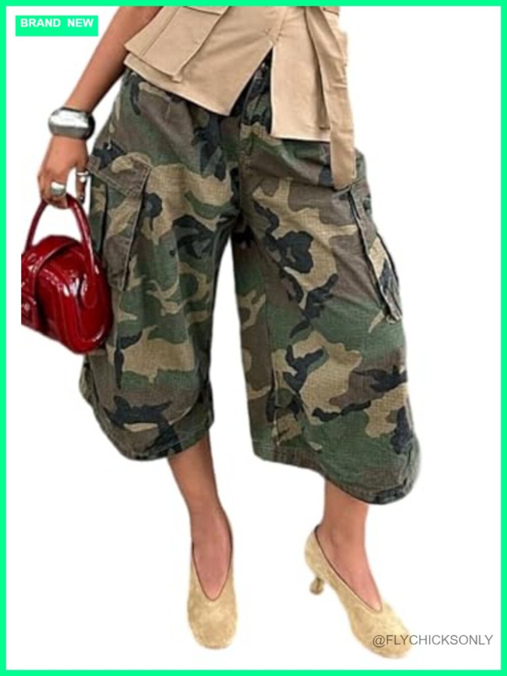 Women's Baggy Cargo Jeans Wide Leg Harem Capri Denim Pants